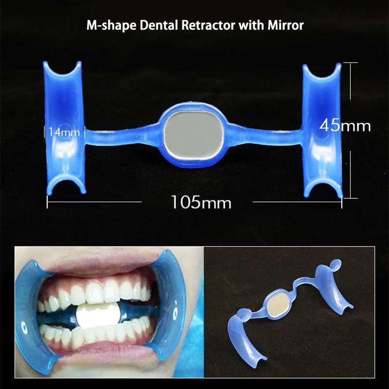 M Type Mouth Opener Cheek Retractor with Mirror Teeth Whitening Dental Tools