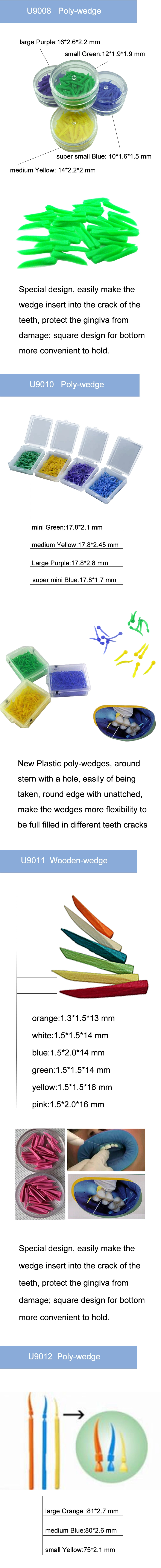 All 4 Sizes Dental Disposable Plastic Wave Poly Wedge with Holes