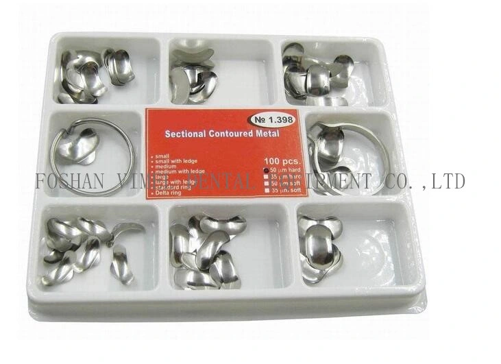 Dental Orthodontic Material Matrix Sectional Contoured Metal Matrices + 2 Rings Full Kit