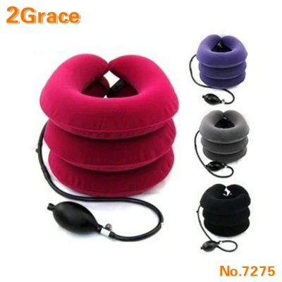 China Optional Size Neck Traction Round Travel Pillow, Adjustable Inflatable Plush Cervical Neck Traction Pillow